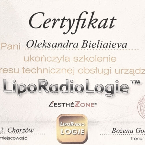 certyfikat ukończenia liporadiologia